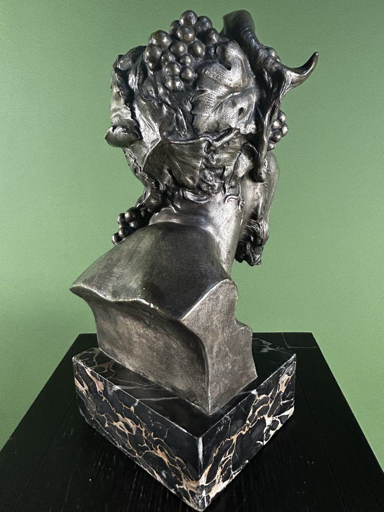 French Antique Bronze Bust Of A Satyr / Faun By Alix Marquet   1914 photo vinterior
