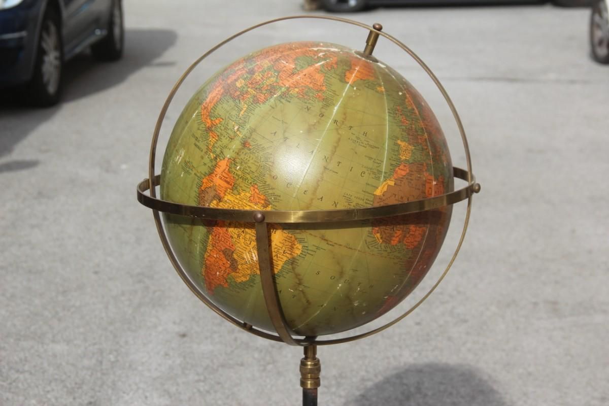 photo furniture Chicago Midcentury Papier Mâché Globe Brass Metal Black Made In USA, 1950s