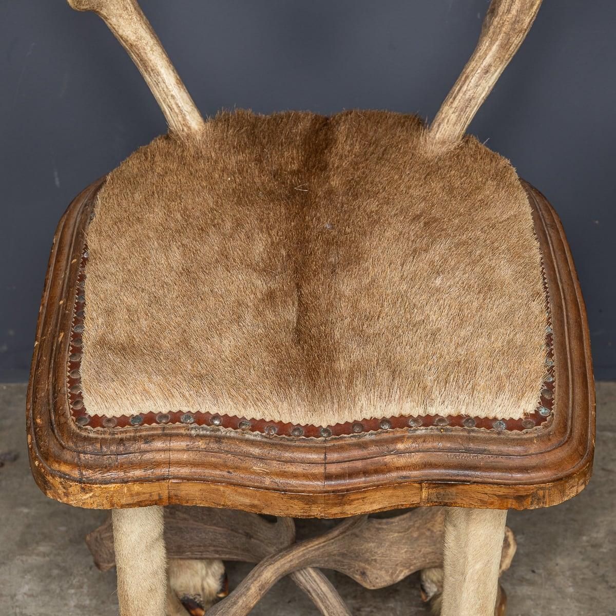 photo for sale Antique 20th Century Austrian Pair Of Deer Antler Hall Chairs C.1900