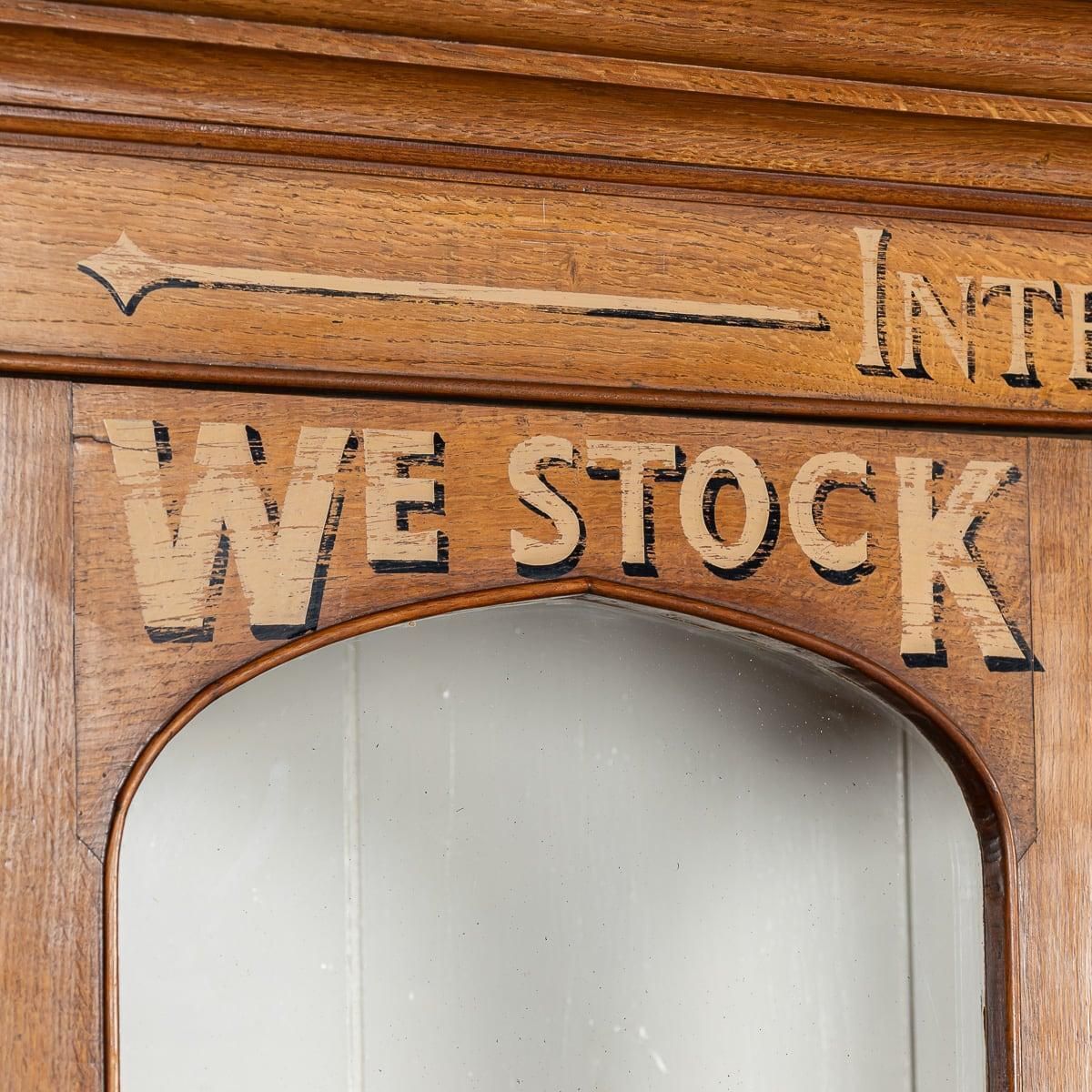 photo vintage Antique 19th Century Victorian Solid Oak & Glass Dresser, Later Painted C.1890