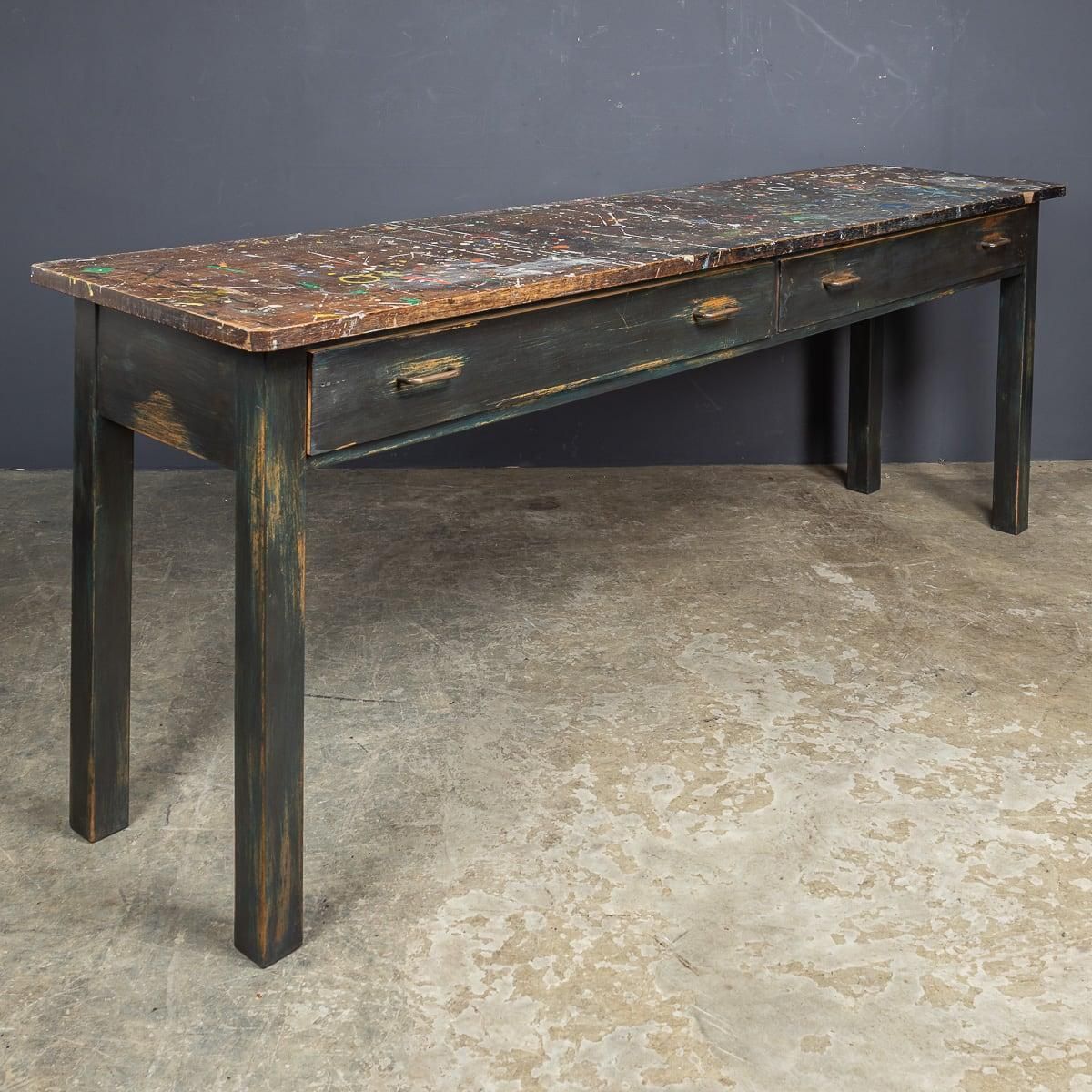 Vintage 20th Century Paint Splashed Art Department Table C.1960 photo Furniture