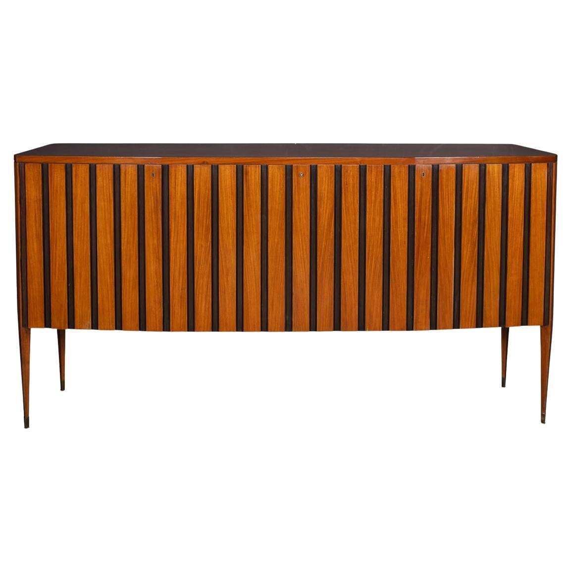 Mid 20th Century Italian Striped Wooden Buffet By Paolo Buffa C.1950