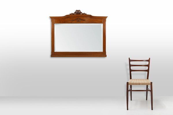 Art Deco Mirror In Oak With Carved Decorations And Facet Cut Mirror, 1930s photo furniture