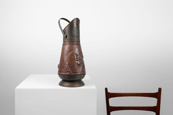 Copper Umbrella Stand With Embossed Image Of Rubbens, France, 1900s photo furniture