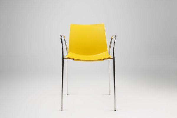 Mid Century Yellow Chair With Metal Frame And Plastic Seat, Belgium photo furniture
