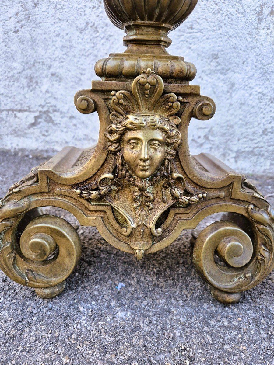 photo for sale Pair Of Louis XIV Style Bronze And Iron Andirons, 19th Century