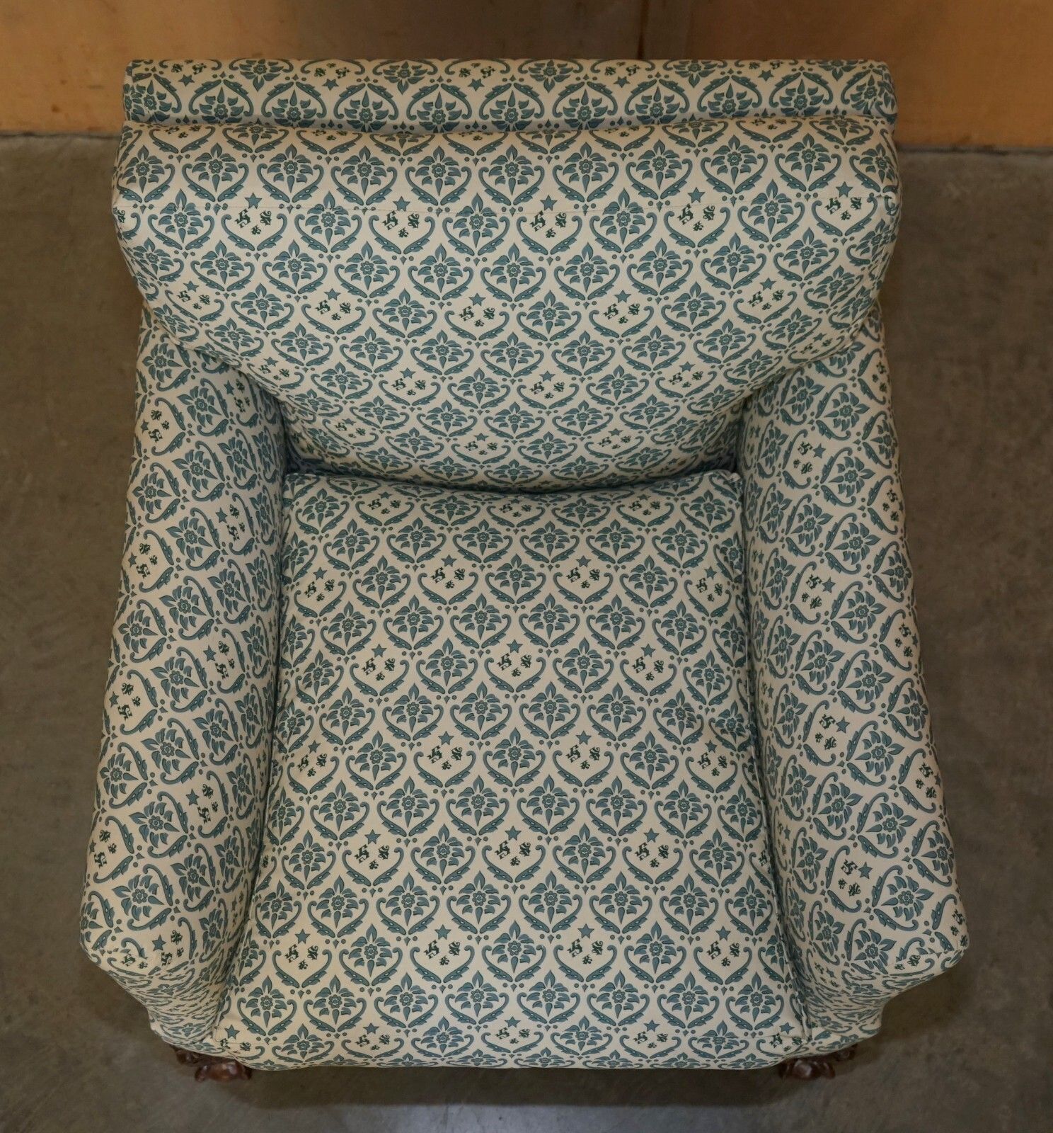 Fully Restored Antique Howard & Son's Claw & Ball Feet Armchair Ticking Fabric photo vintage