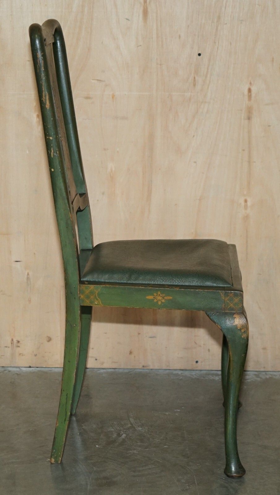 photo buy Pair Of Antique Painted Finish Chinese Export Chinoiserie Green Side Chairs