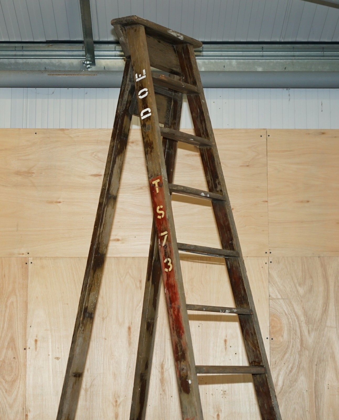 Huge 3+ Meter Tall Doe Ts73 Stamped Fruit Pickers Painters Antique 1880 Ladder photo for sale