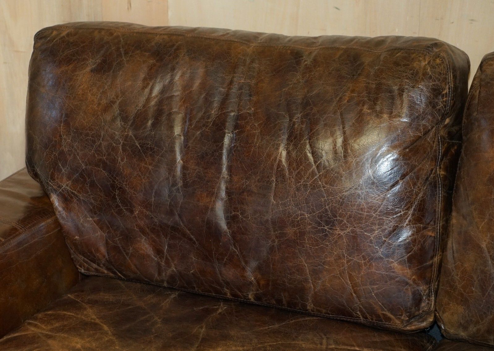 Stunning Heritage Biker Brown Leather Halo Soho Sofa Which Is Part Of A Suite photo 1450.0