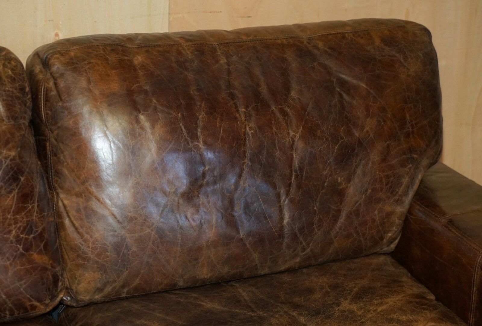 Stunning Heritage Biker Brown Leather Halo Soho Sofa Which Is Part Of A Suite photo vinterior