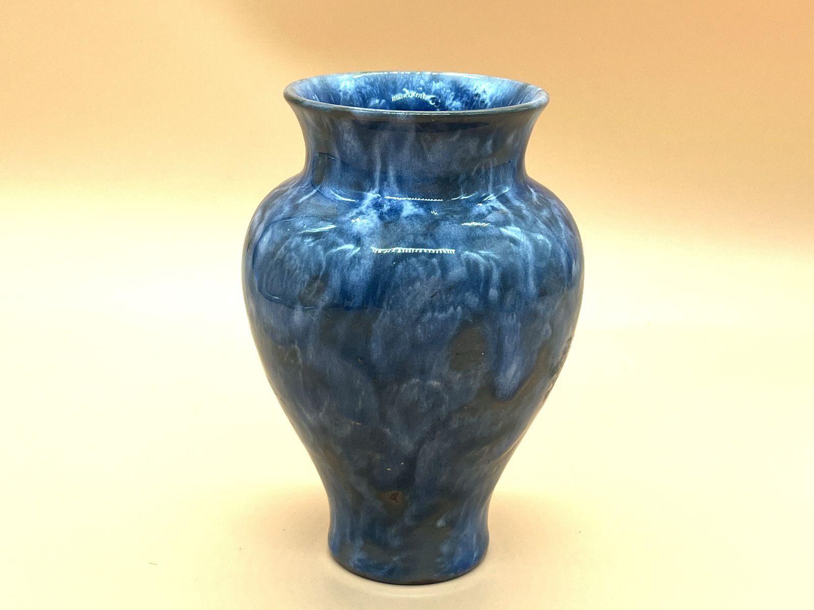 Art Nouveau Royal Doulton Faience Blue & Brown Mottled Vase. C1880. photo Home Decor