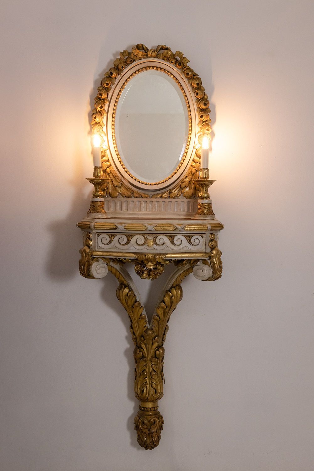Console In Gilded And Lacquered Wood In Louis XVI Style. Circa 1900. photo for sale