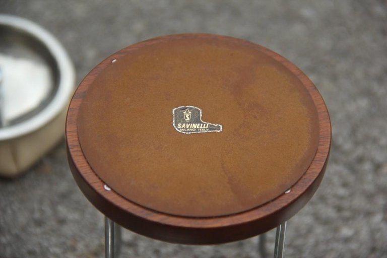 Portable Ashtray Faux Leather And Steel Italian Pop Art Design 1970s Round Black photo vinterior