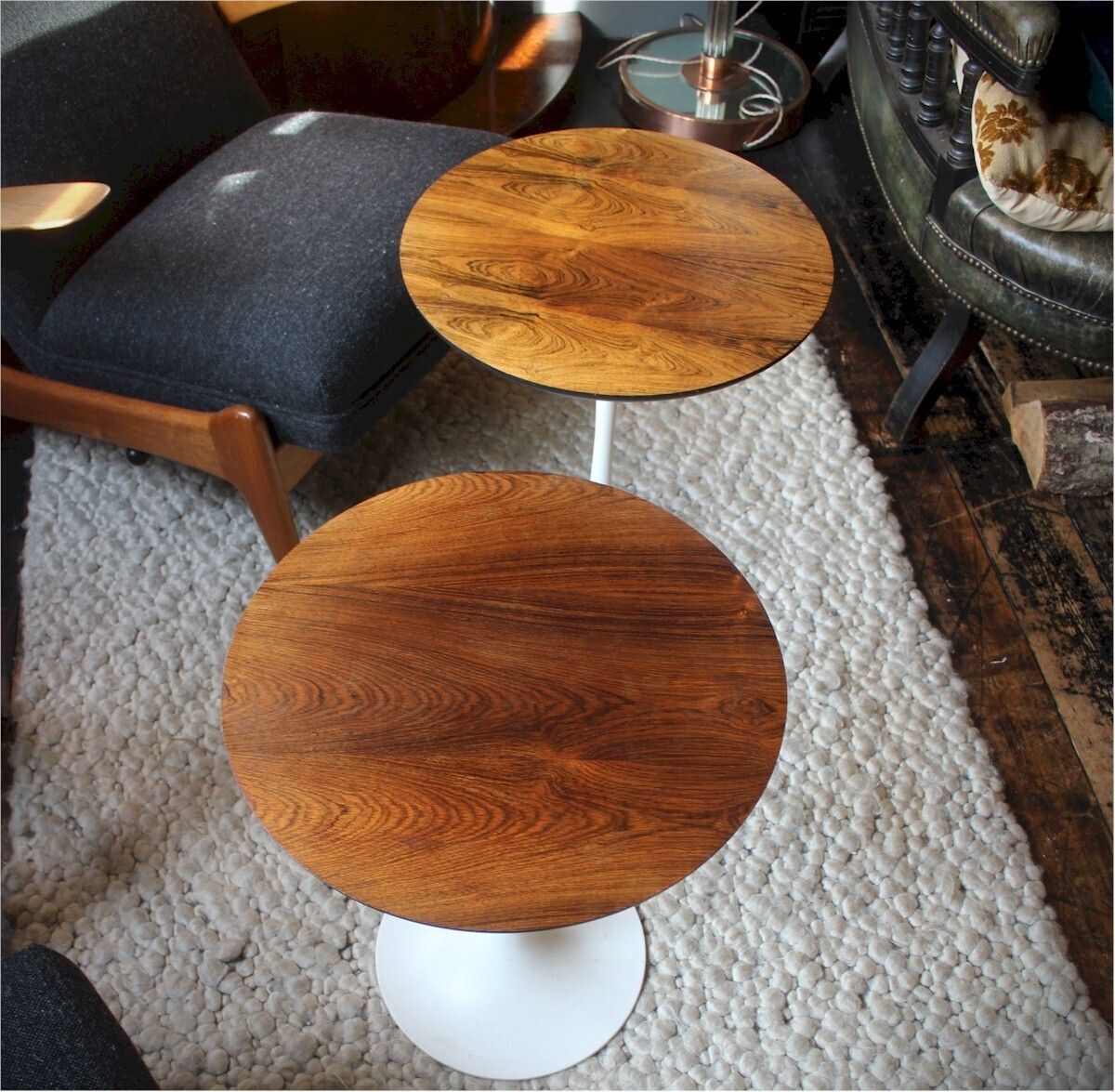 Pair Of Arkana Tulip Based Rosewood Side Tables photo furniture