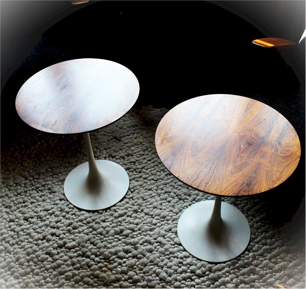 Pair Of Arkana Tulip Based Rosewood Side Tables photo for sale
