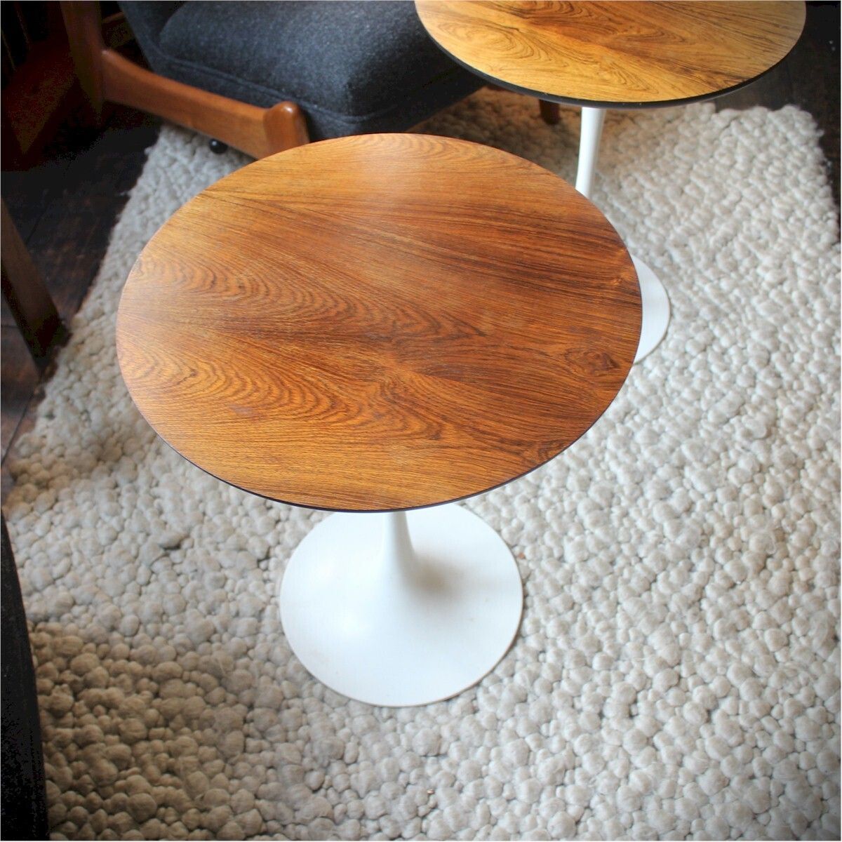 Pair Of Arkana Tulip Based Rosewood Side Tables photo vinterior