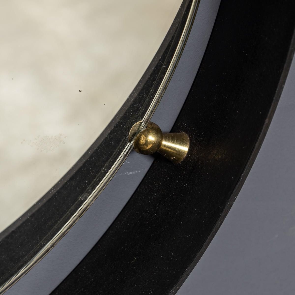 photo vinterior Mid 20th Century Italian Black Metal Framed Mirror & Brass Console C.1950