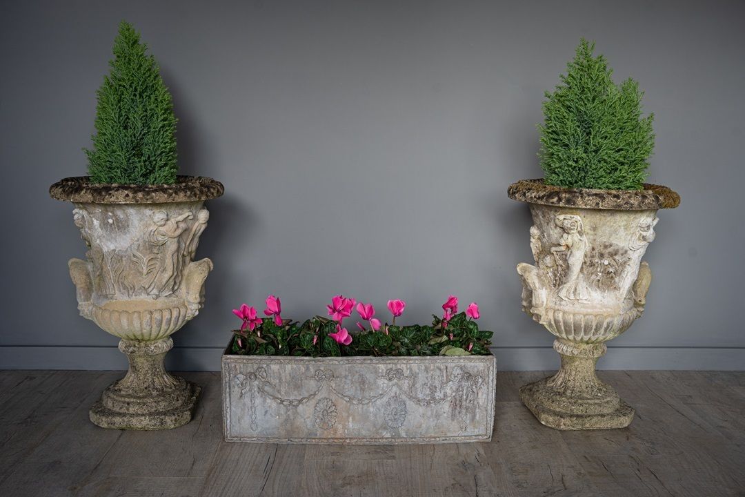 Antique Lead Rectangular Planter photo furniture