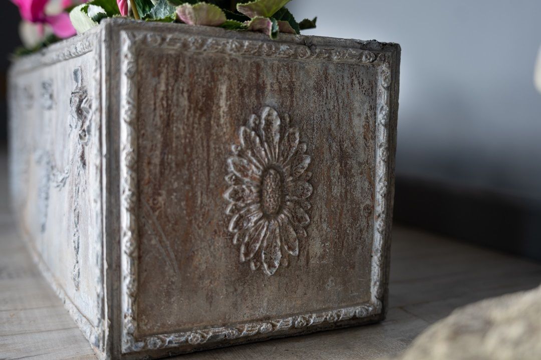 Antique Lead Rectangular Planter photo Garden Decor