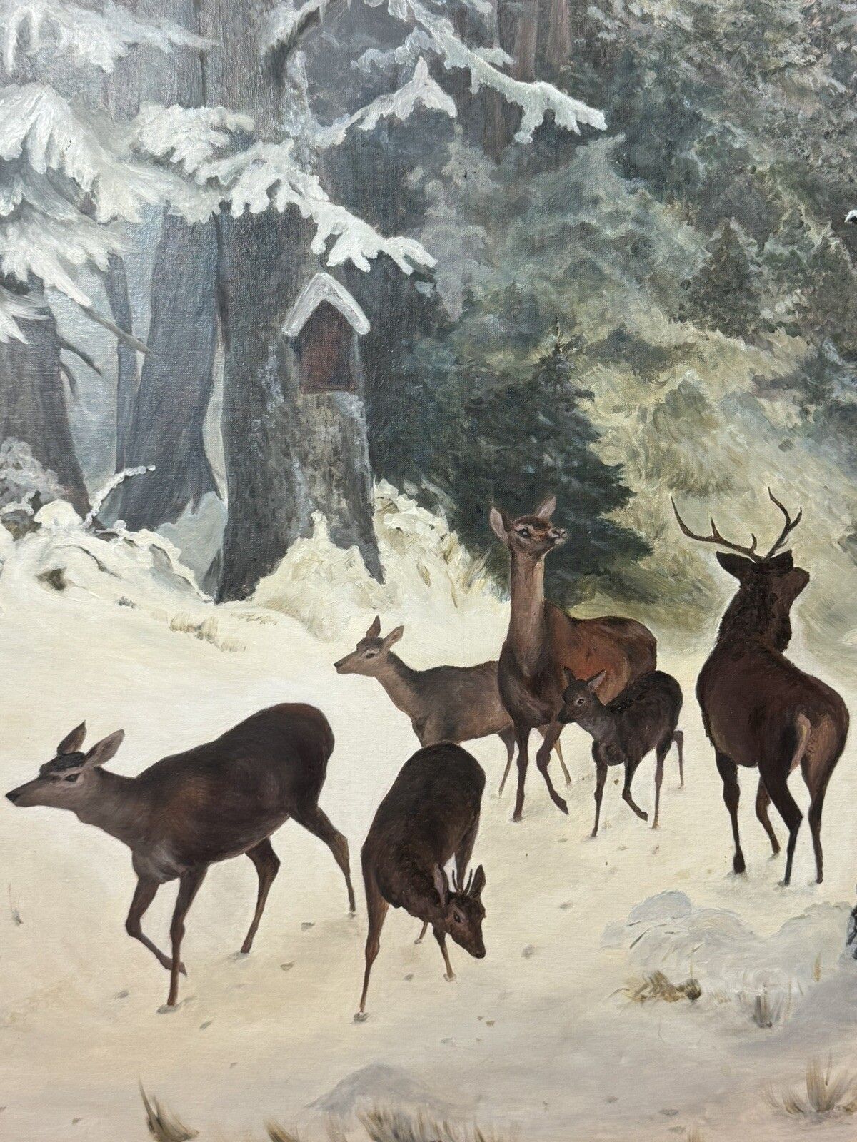Mid 20th Century 'The Spooking Of The Doe' Winter Scene By Artist J M Wood photo buy