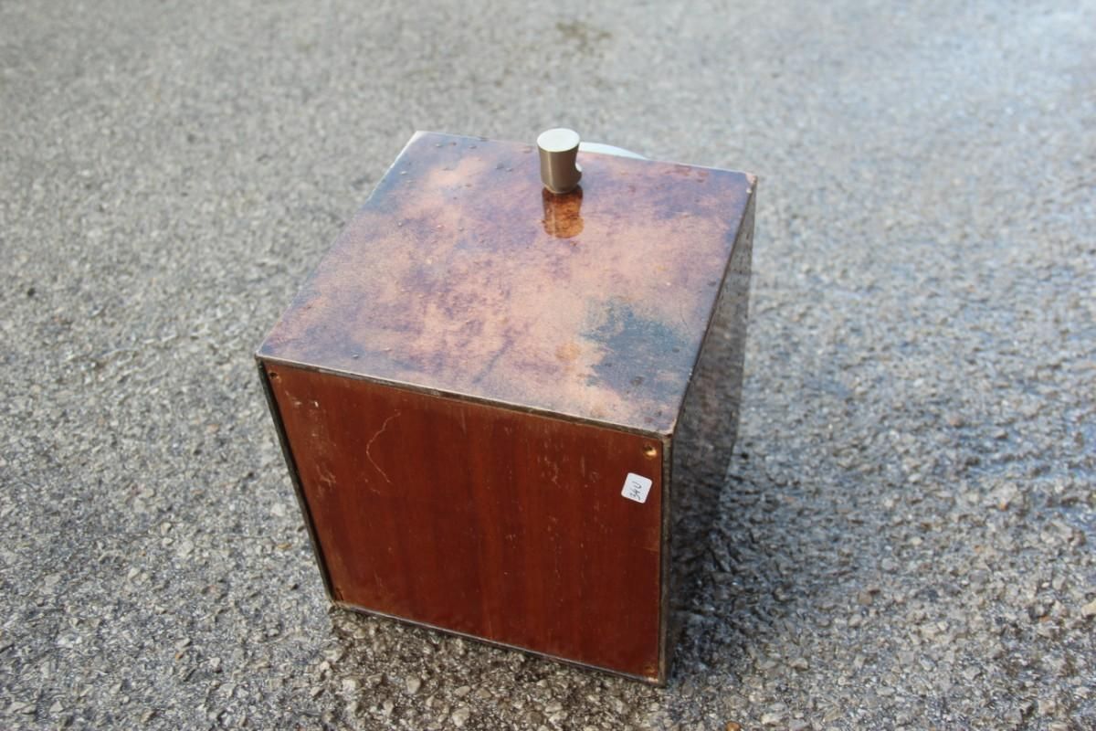 Aldo Tura Box Ice Goatsking Brown Italian Mid Century Modern Design 1950s Cube photo buy