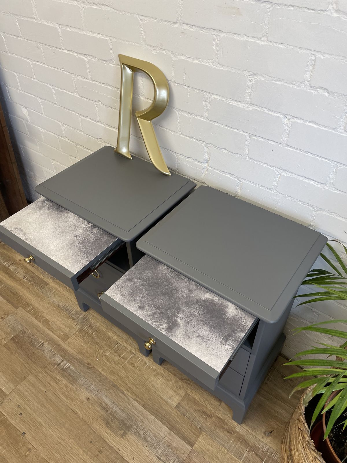 Stag Minstrel Tallboy And Pair Of Narrow Bedsides Painted Grey photo vinterior