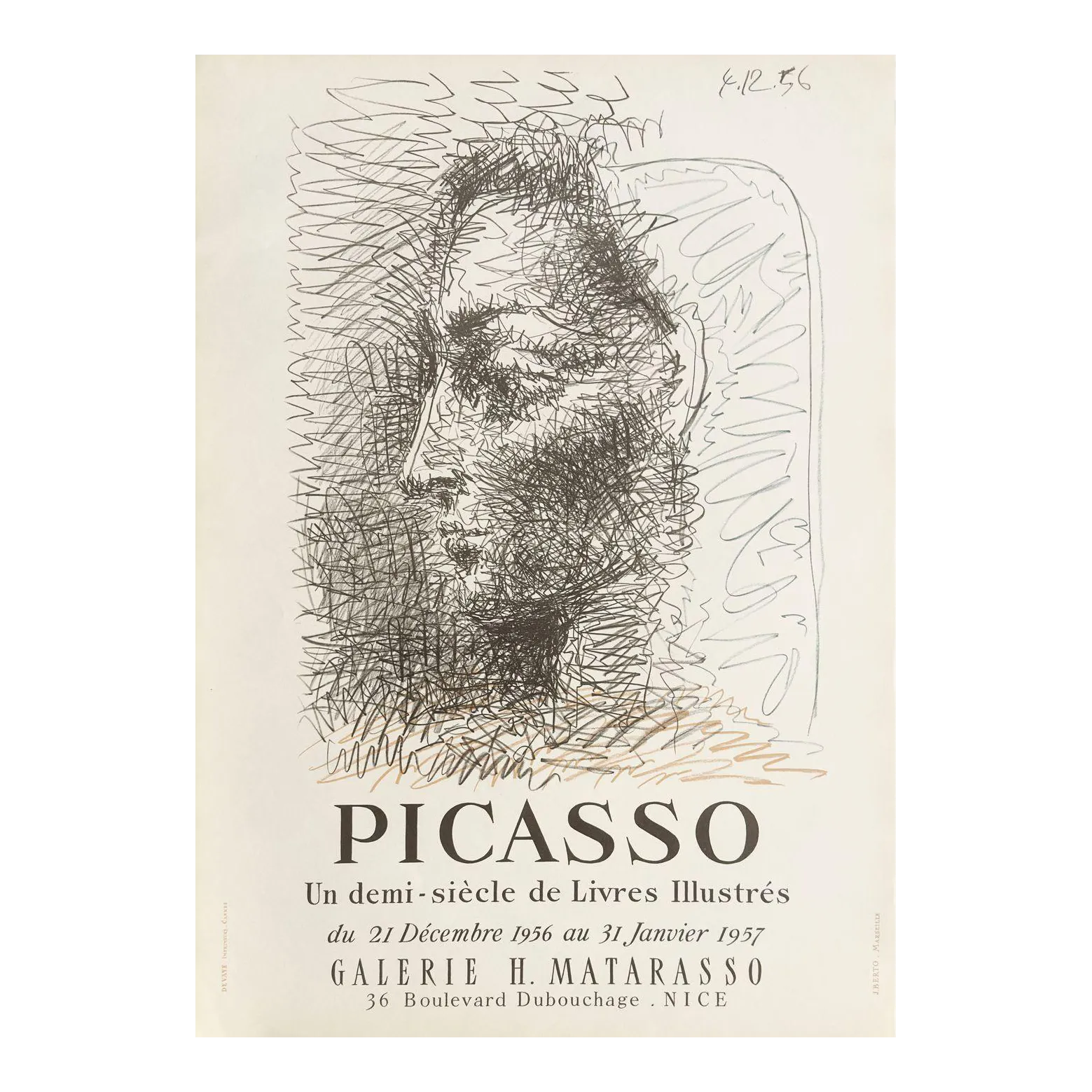 1958 Pablo Picasso Matarasso Gallery Exhibition Poster