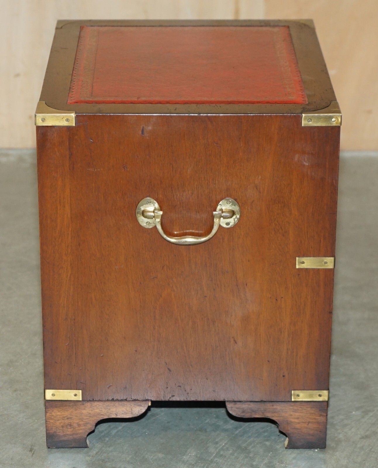 photo furniture Pair Of Harrods Kennedy Military Campaign Side End Table Drawers Oxblood Leather
