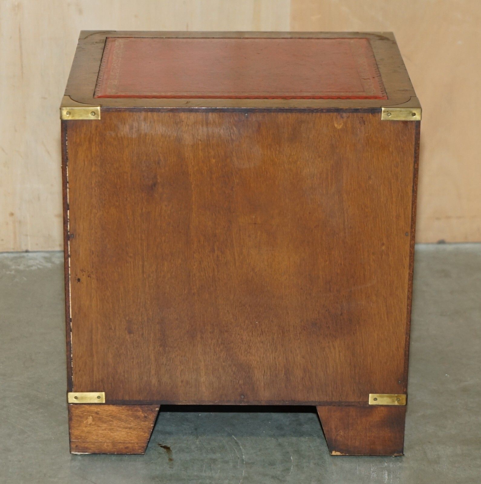 photo for sale Pair Of Harrods Kennedy Military Campaign Side End Table Drawers Oxblood Leather