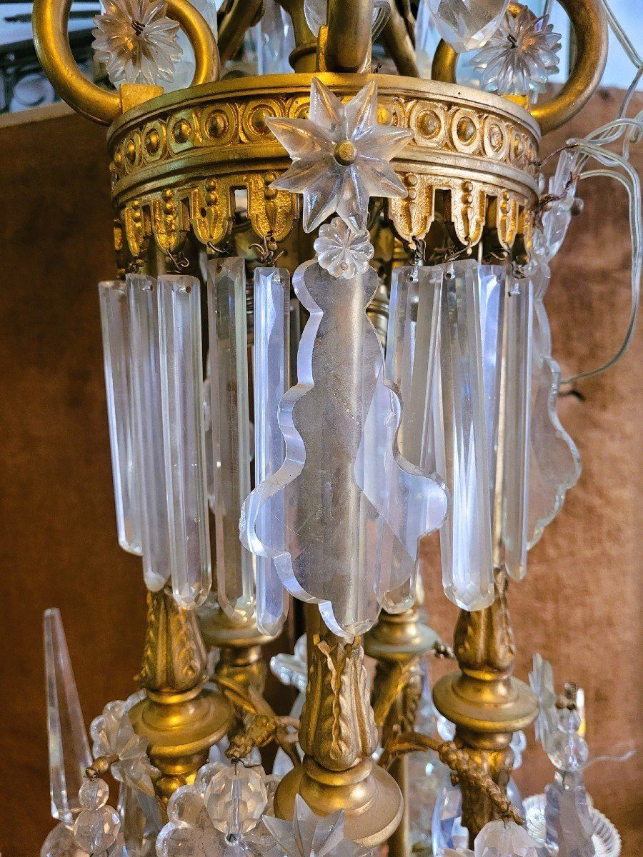 Large Chandelier In Gilt Bronze And Crystal, Napoleon III, Early 20th Century photo Lighting