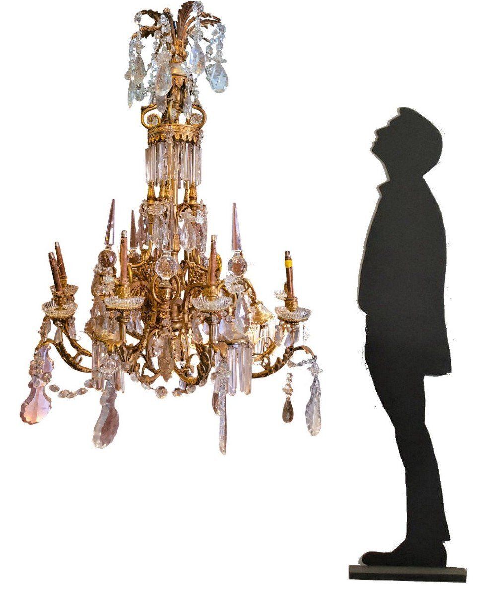 5319.0 Large Chandelier In Gilt Bronze And Crystal, Napoleon III, Early 20th Century photo
