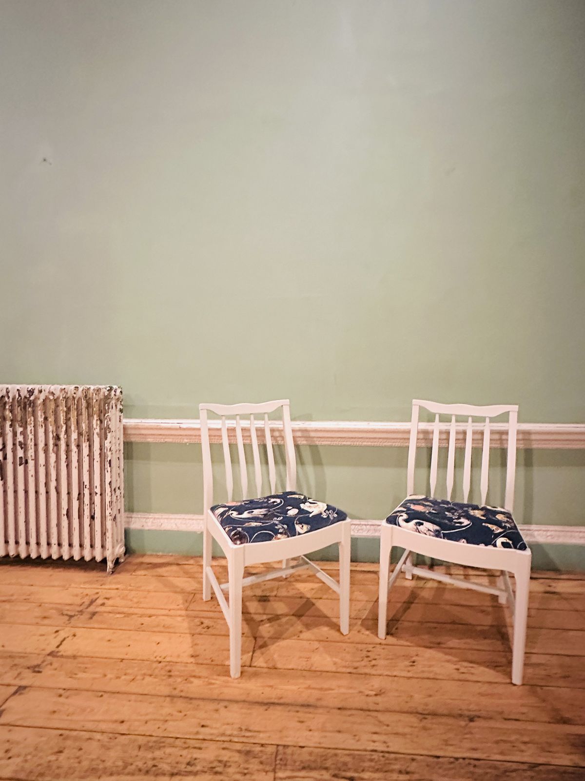 Vintage Stag Set Of 2 Dining Chairs Newly Upholstered In House Of Hackney Fabric photo Furniture