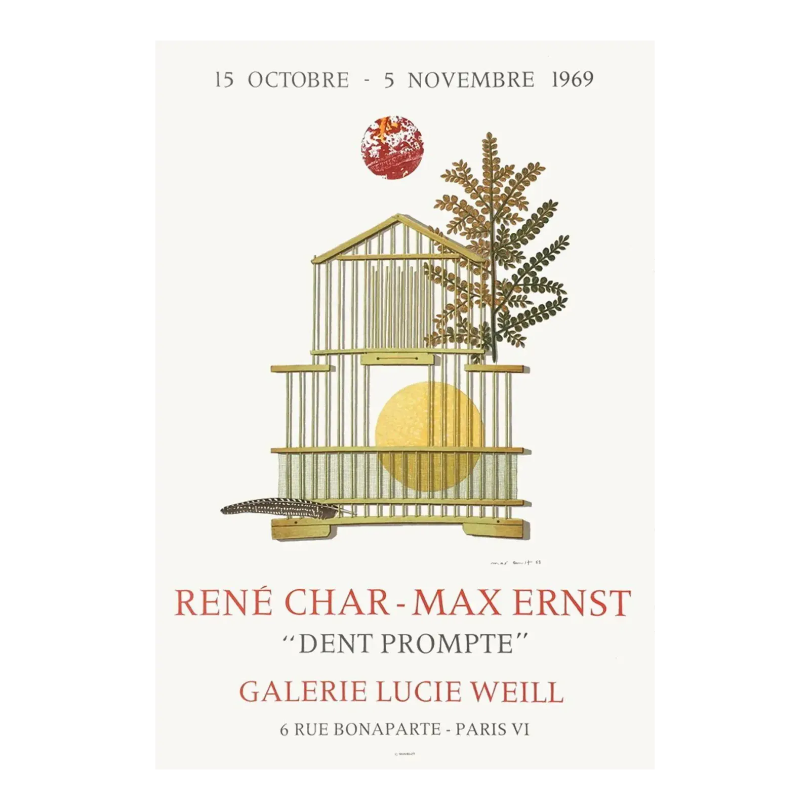 1969 Max Ernst Galerie Lucie Weill Lithograph Poster photo furniture