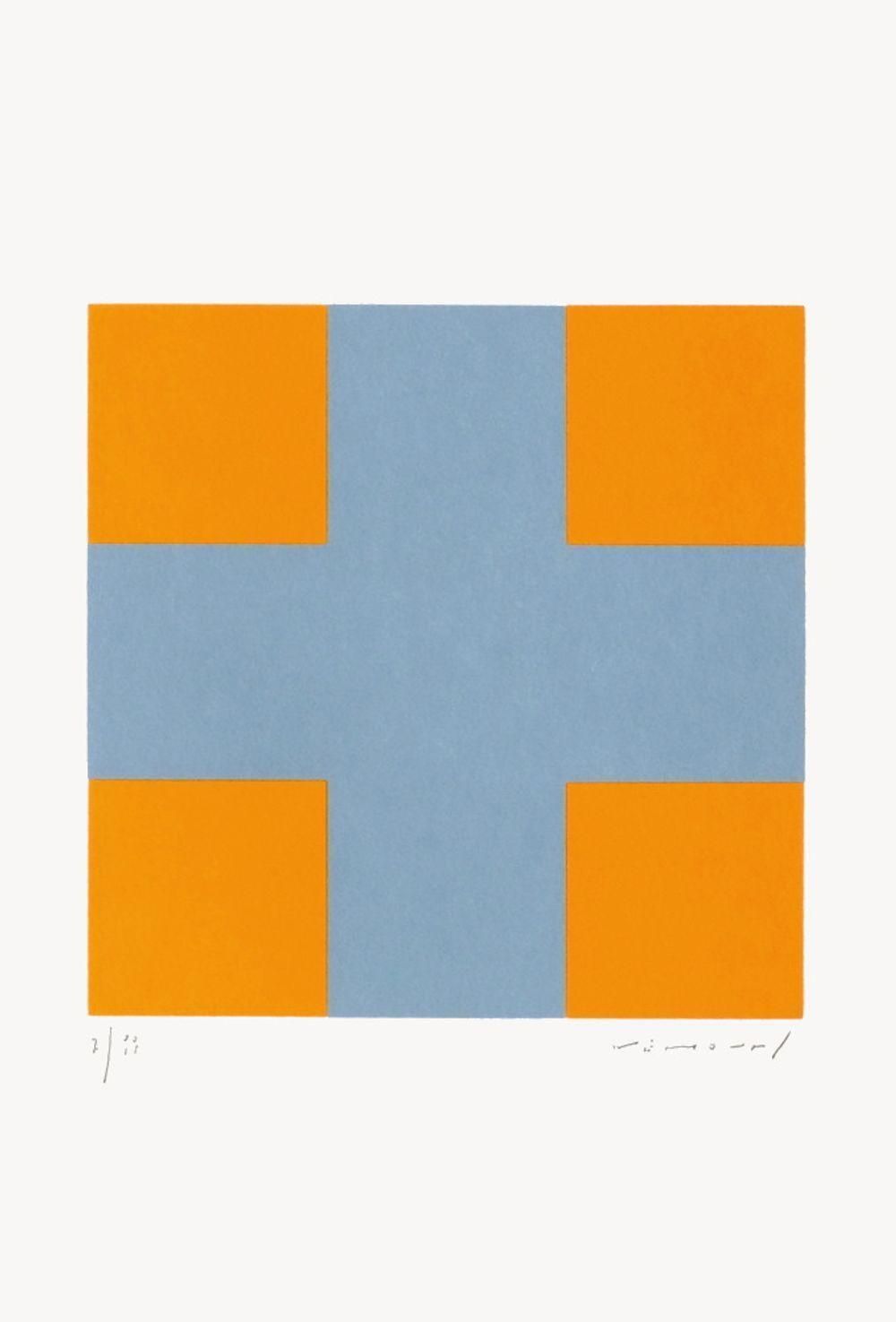 1991 Aurélie Nemours Une Croix Pour Quatre Carrés Screen Print