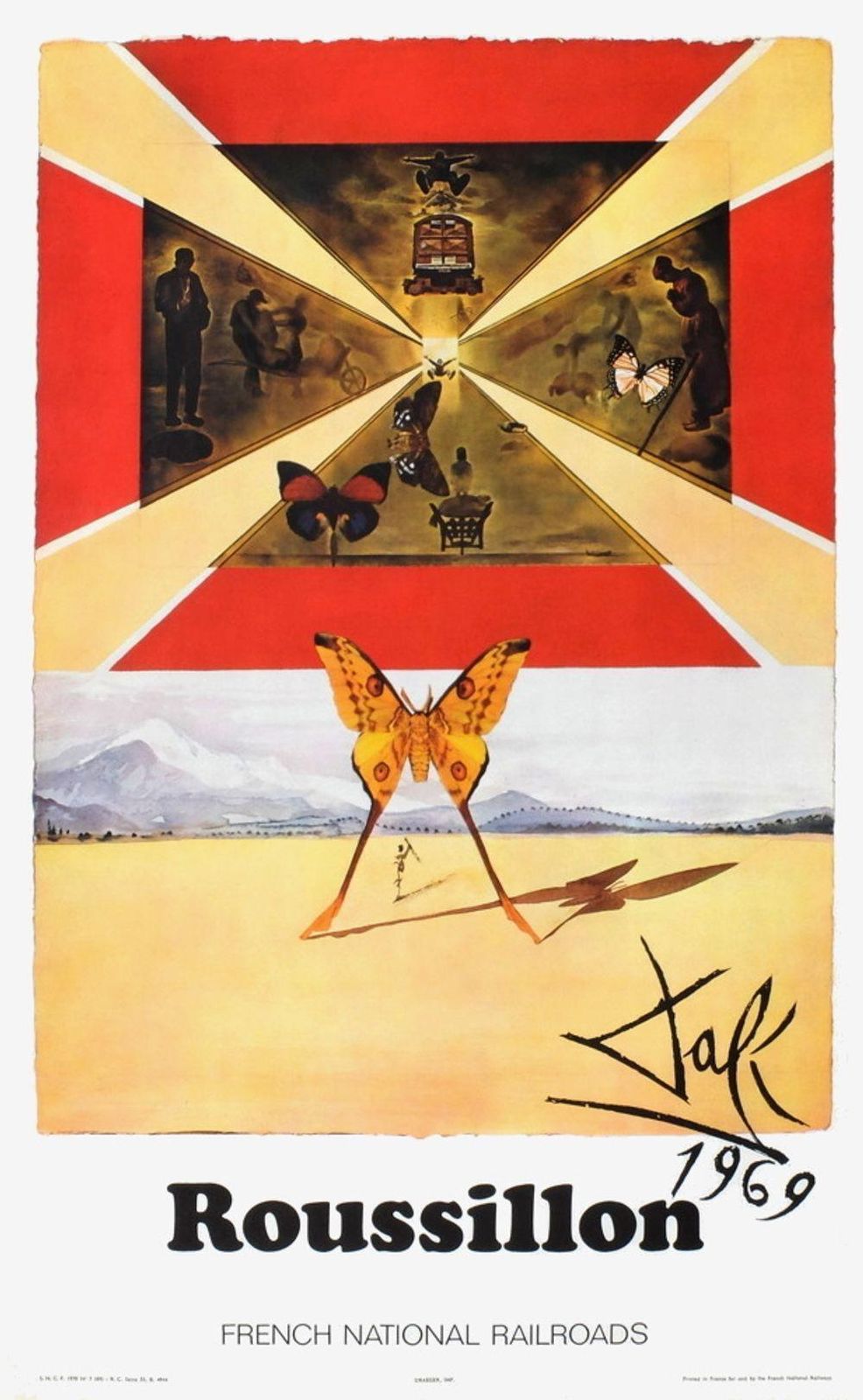 1969 Salvador Dali Roussillon (Large) French Railroads Poster photo furniture