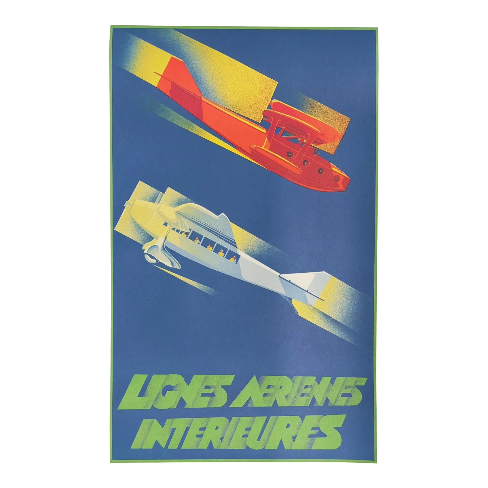 1936 Lignes Aériennes Intérieures Art Deco Aviation Poster Lithograph Reissue