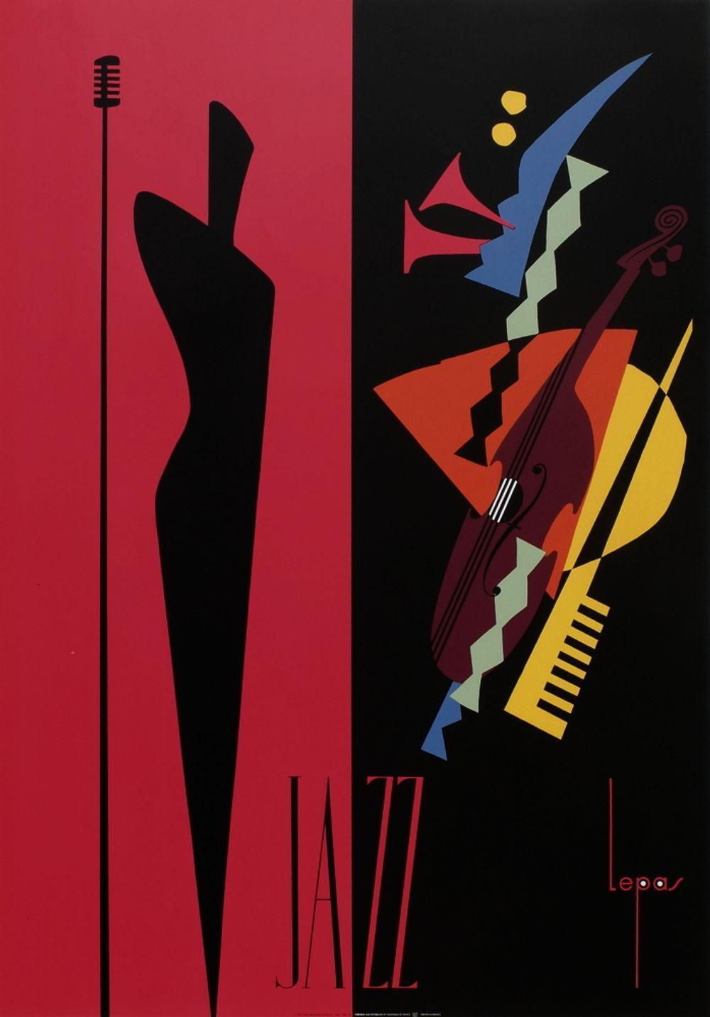 1990 Patrick Lepas Jazz Graphique De France Screen Print Poster