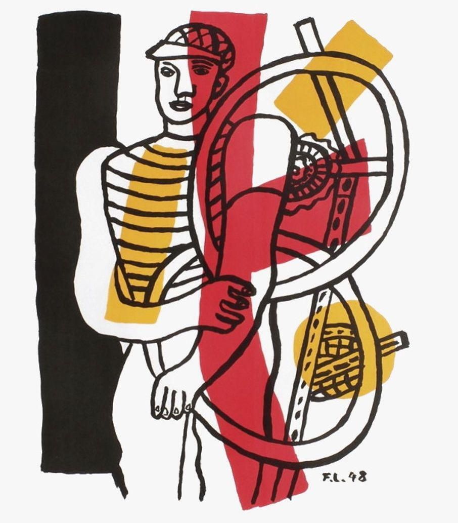 1951 Fernand Leger Le Travail Lithographic Poster photo furniture