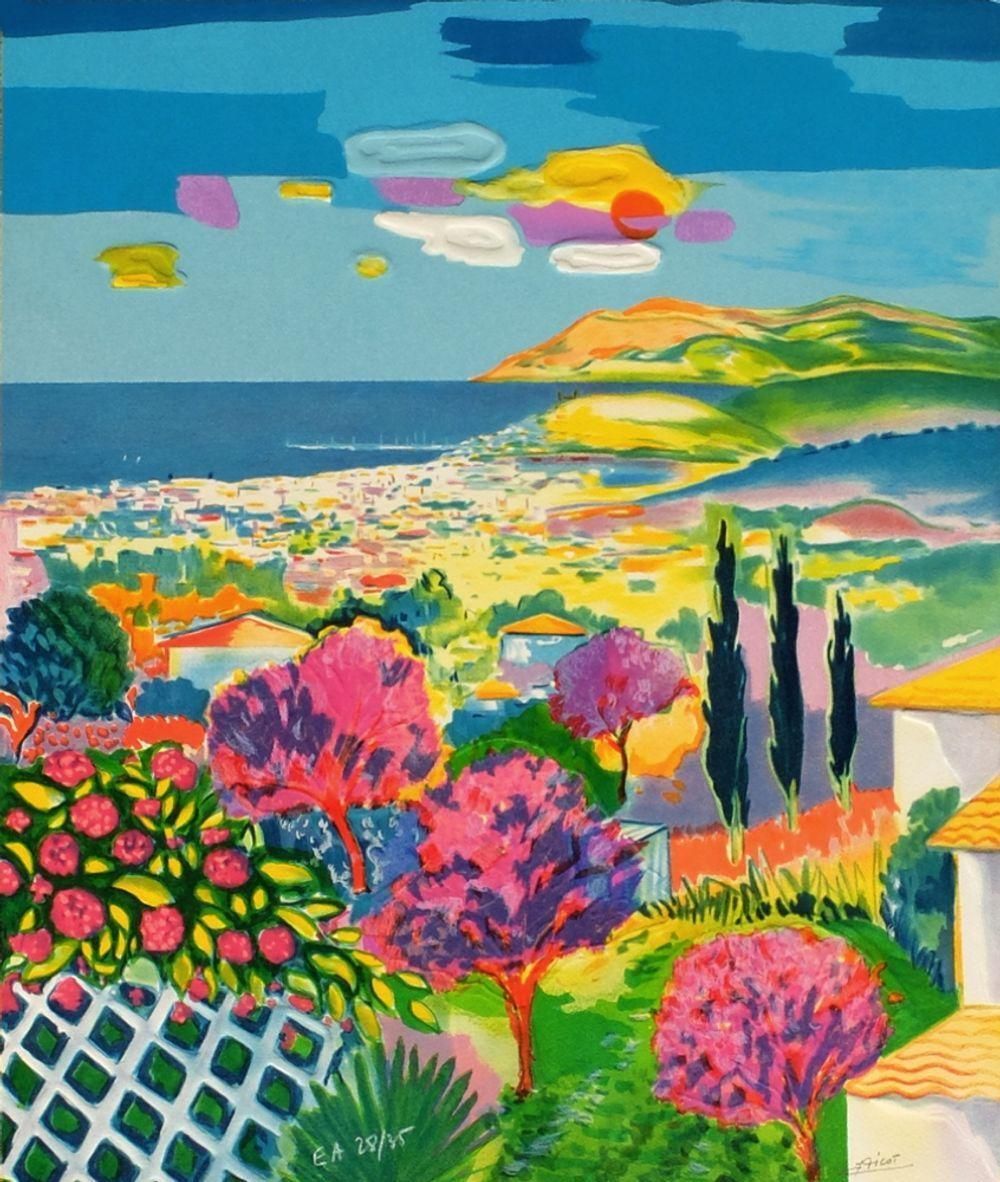 1990 Jean Claude Picot French Riviera Lithograph photo furniture
