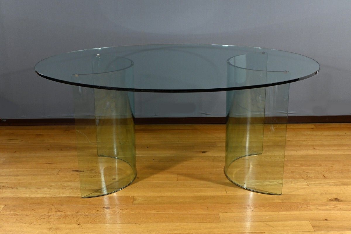 Oval Glass Table, Attributed To Fiam, Italy – 1980 photo 2240.0
