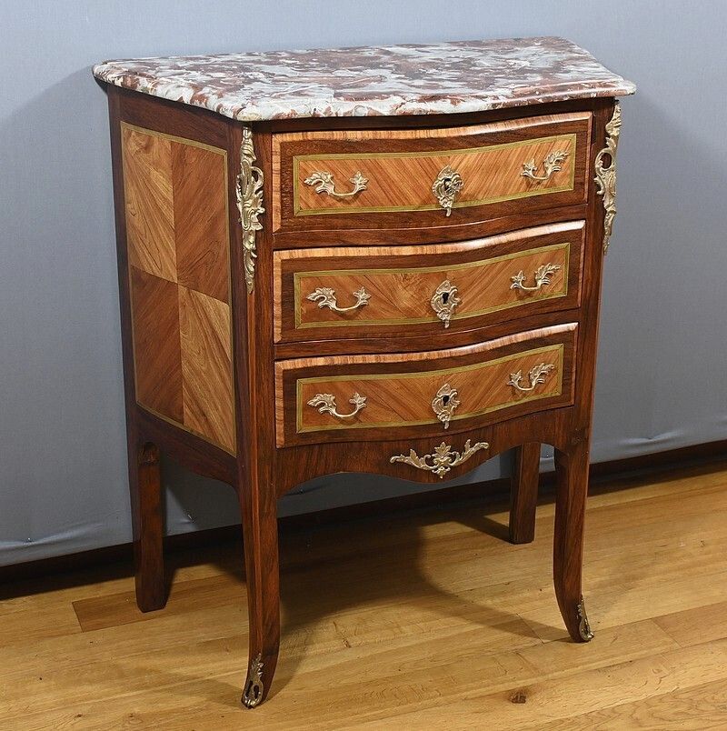 Small Marquetry Dresser, Louis XV Louis XVI Transition Style Early 20th