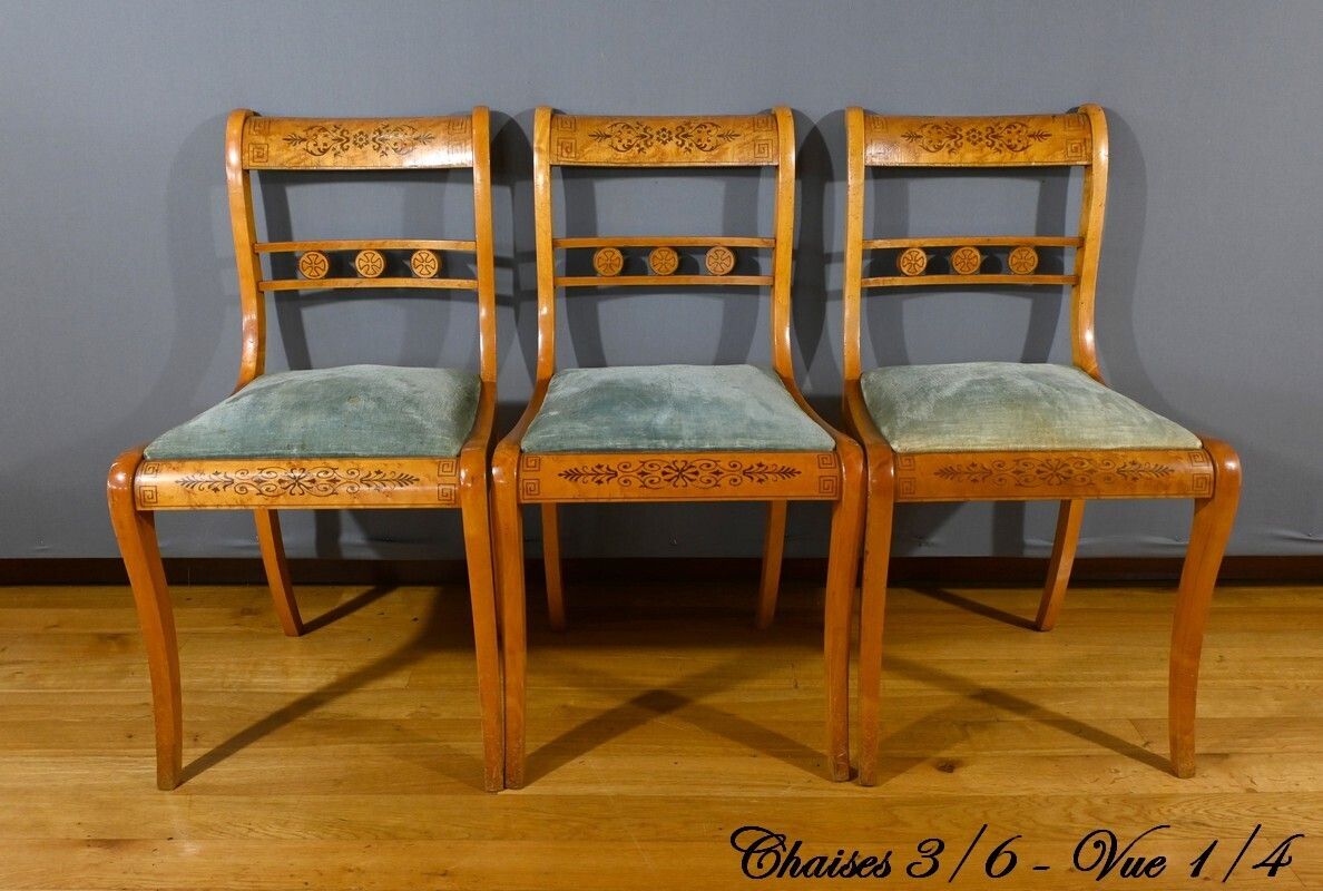 Charles X Style Speckled Maple Chairs – Mid 20th Century photo Furniture