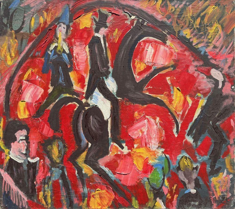 1960s Jacques Endzel The Medrano Circus Oil On Canvas photo for sale