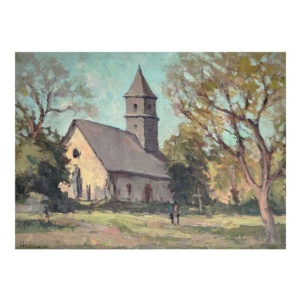 1930s Narcisse Henocque Countryside Church In Normandy 1930