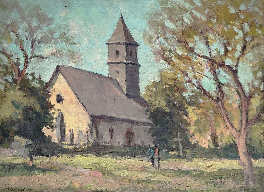 1930s Narcisse Henocque Countryside Church In Normandy 1930 photo for sale