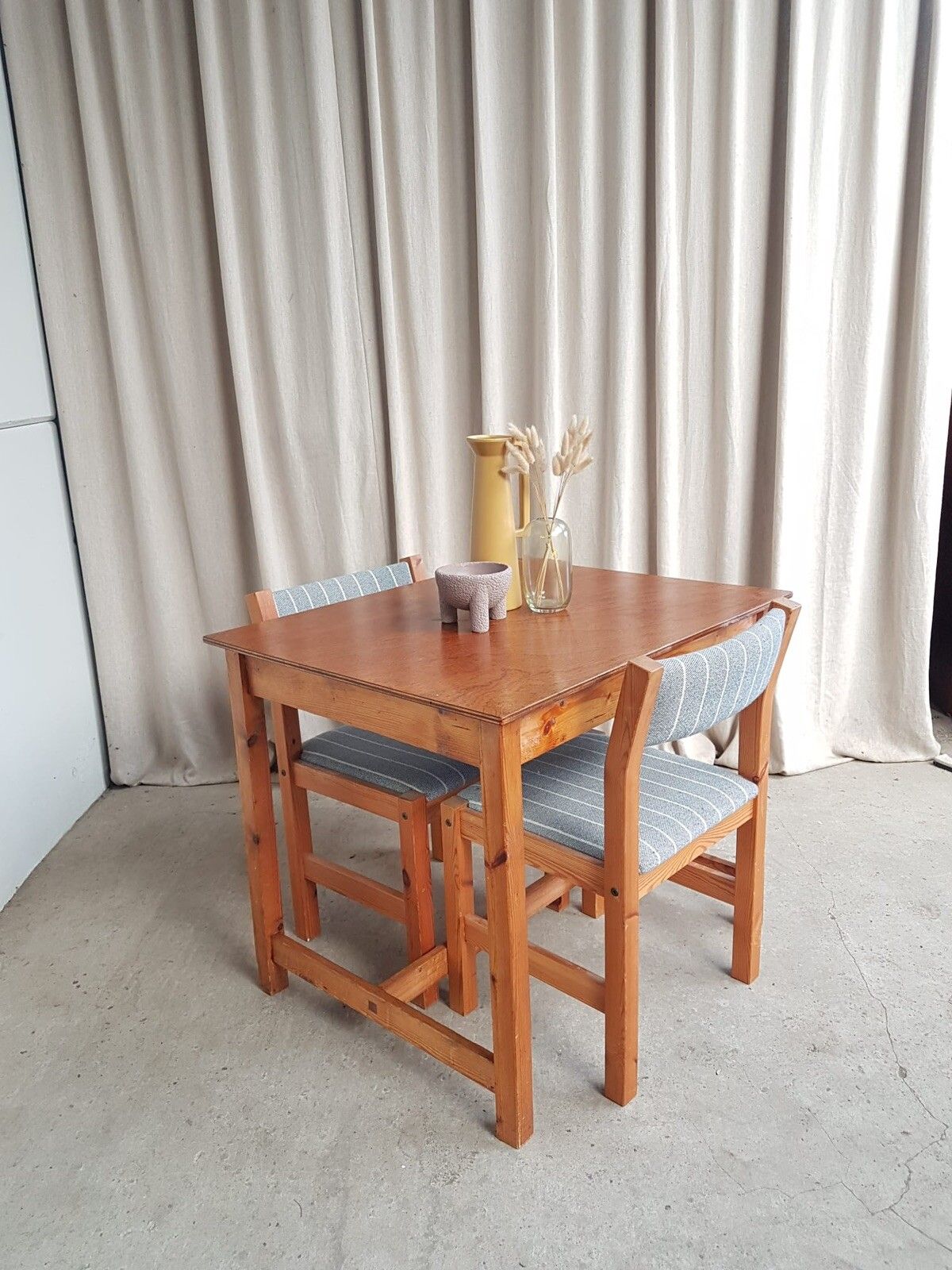 Vtg Late Mid Century Dining Table Desk Bench Rustic Scandi Retro R725