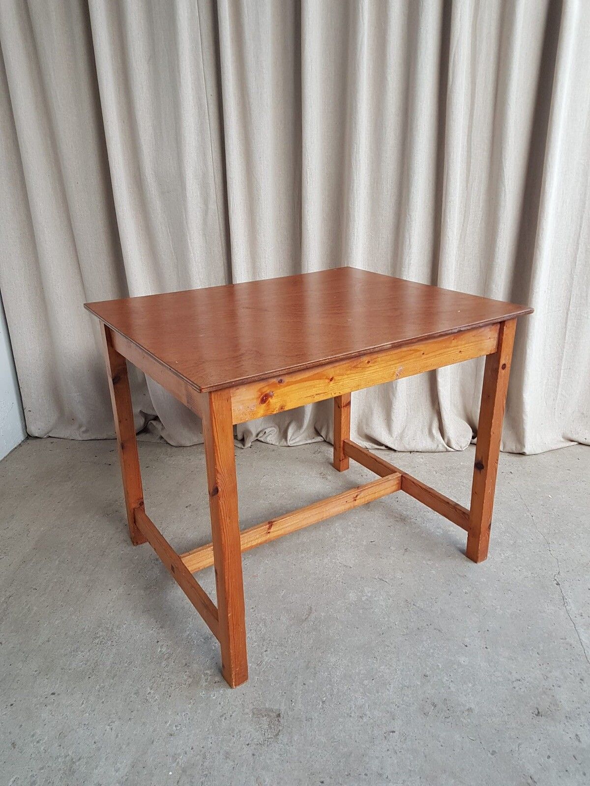Vtg Late Mid Century Dining Table Desk Bench Rustic Scandi Retro R725 photo 281.75