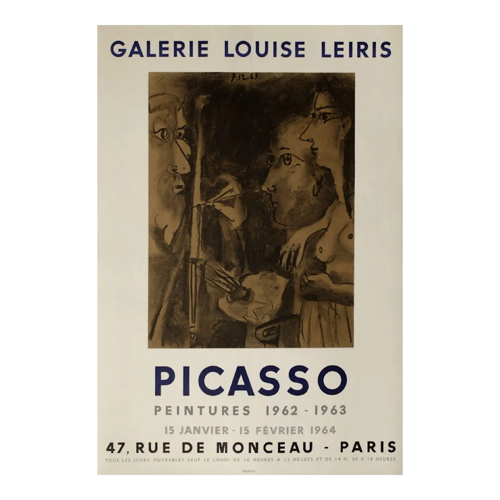1963 Pablo Picasso Louise Leiris Gallery Exhibition Lithograph Poster