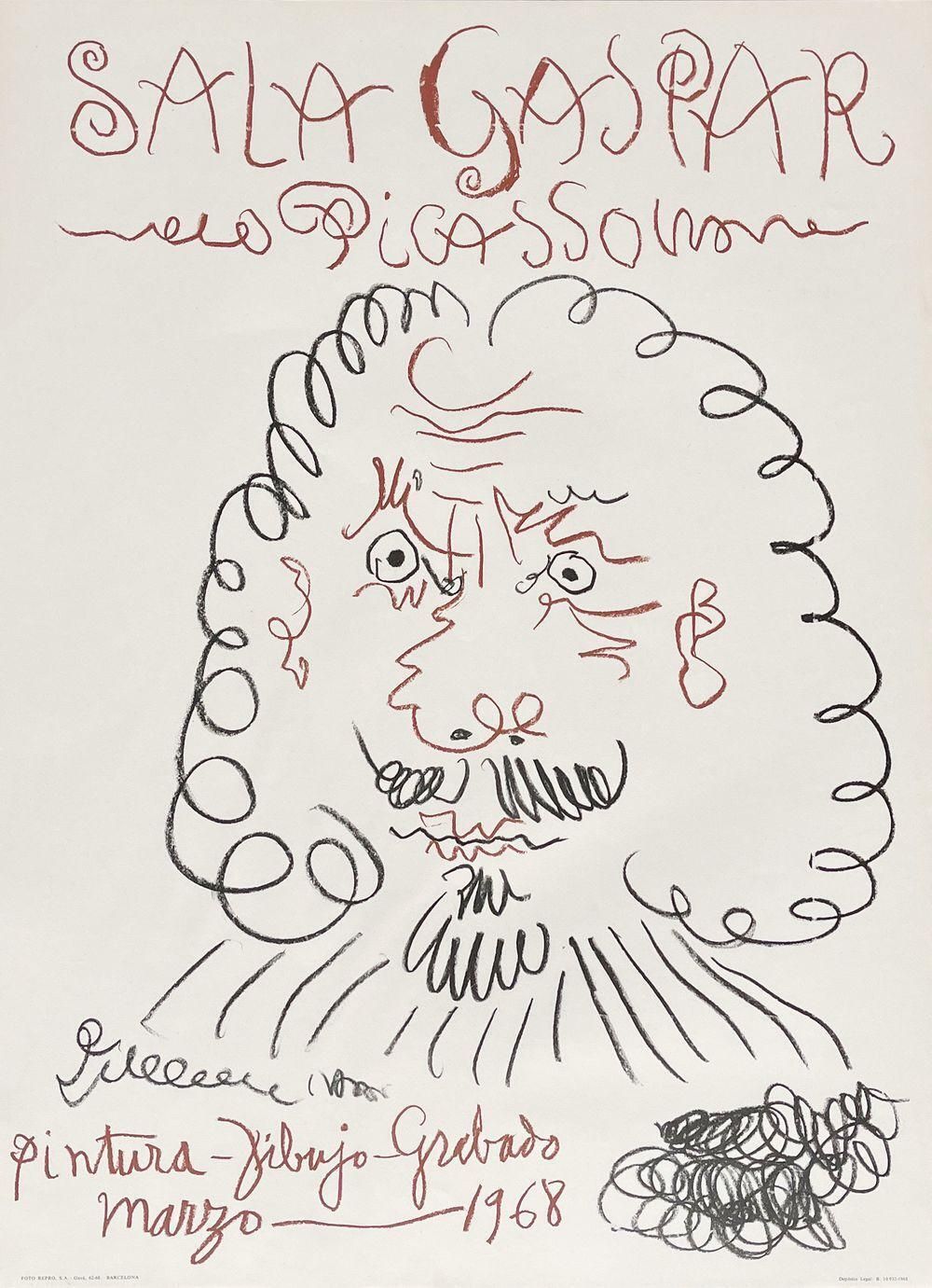1968 Pablo Picasso Sala Gaspar Lithograph Exhibition Poster photo for sale